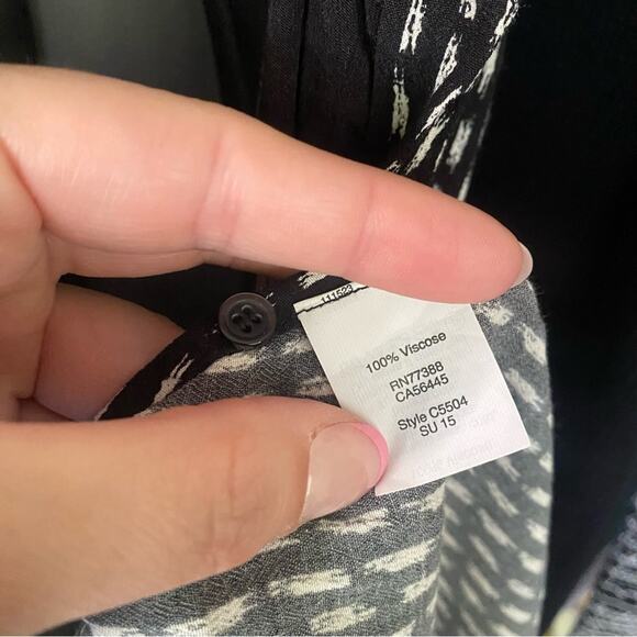 Madewell Sunbask Tank Black White Ikat Print Split Sides Blouse - Picture 6 of 8